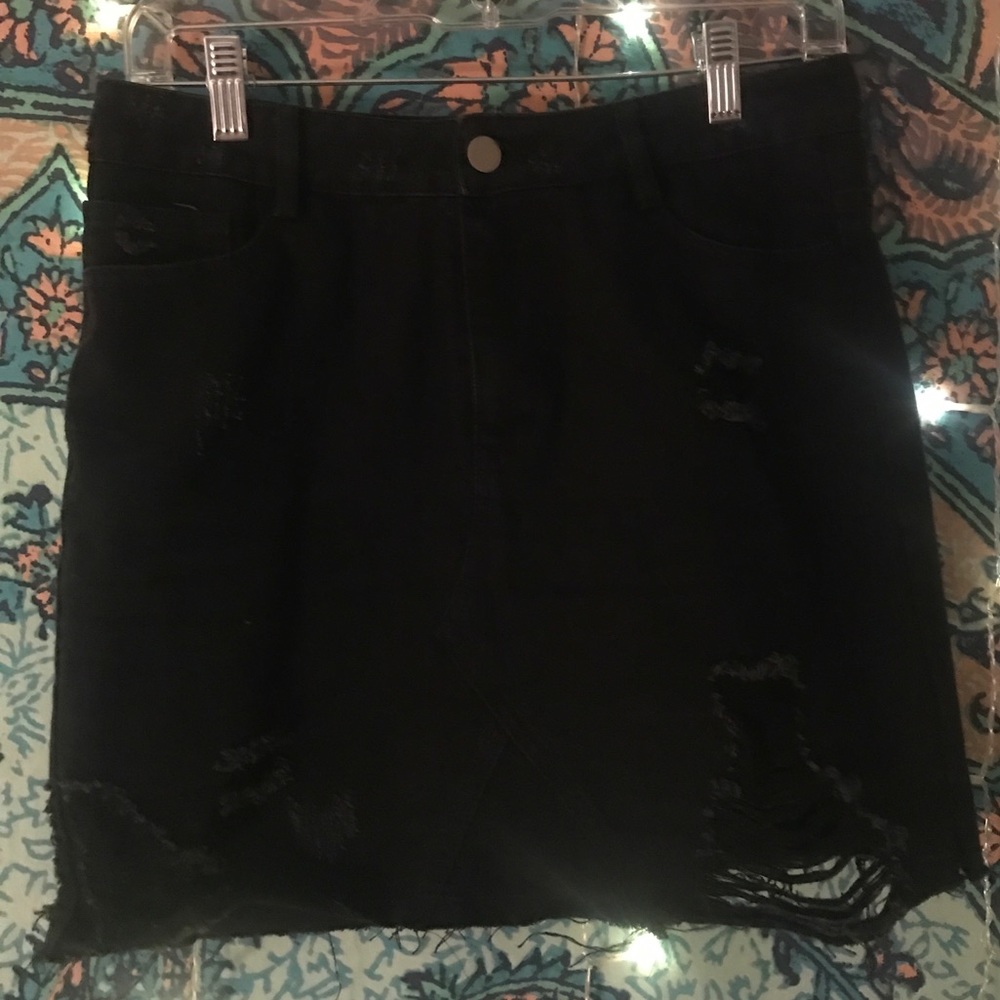 Nasty Gal Black Denim Skirt